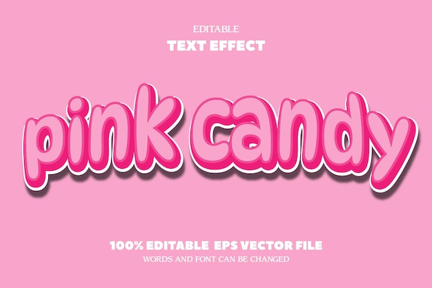 Vector efecto de fuente editable de texto de caramelo rosa