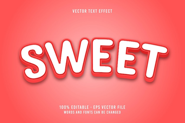 Vector efecto de fuente editable de texto dulce