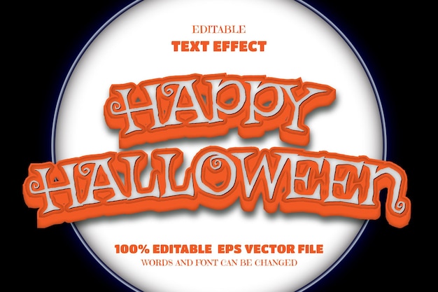 Vector efecto de fuente editable de texto feliz halloween