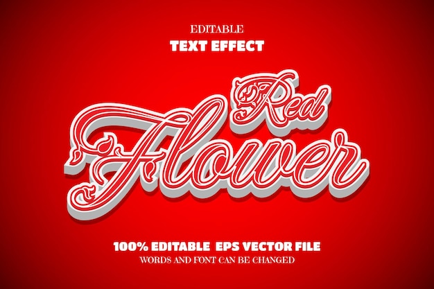 Vector efecto de fuente editable de texto de flor roja