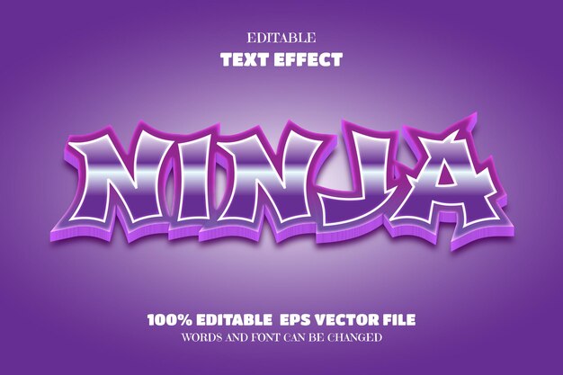 Vector efecto de fuente editable de texto ninja