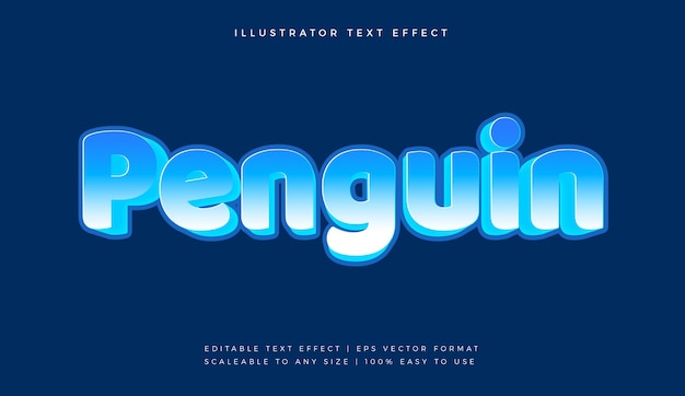 Efecto de fuente de estilo de texto Ice Penguin