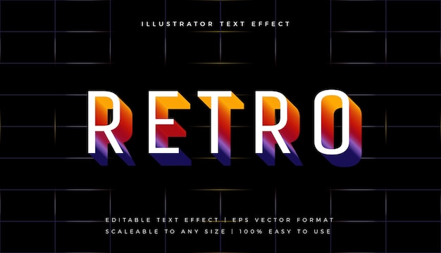 Efecto de fuente de estilo de texto retro vibrante colorido