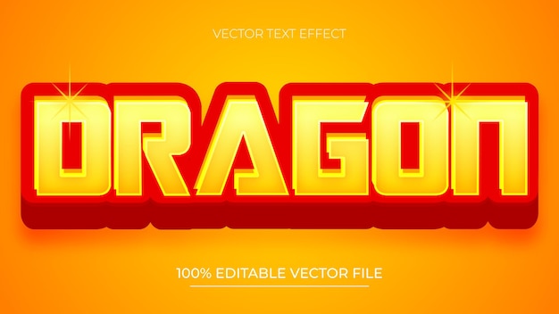 Efecto de fuente de texto editable del dragón Texto 3D para el título del juego Color rojo y amarillo