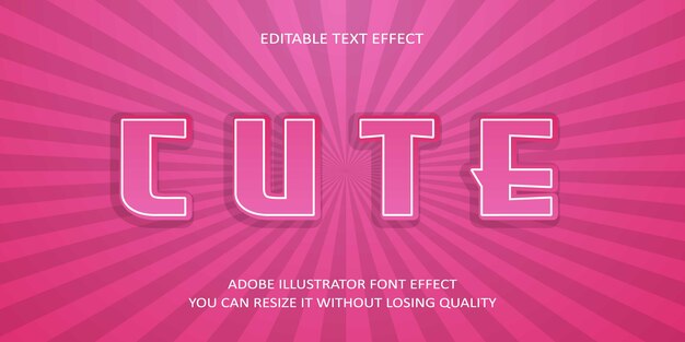 Vector efecto de fuente de texto lindo