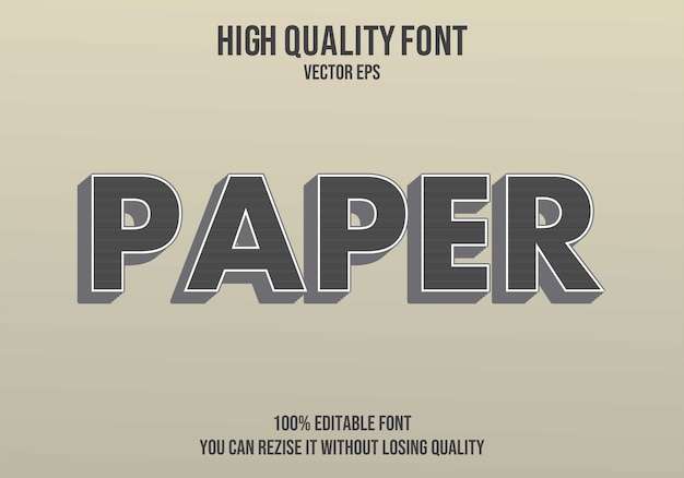 Efecto de fuente de texto de vector de papel