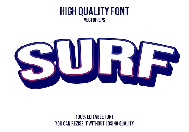 Efecto de fuente de texto de vector de surf