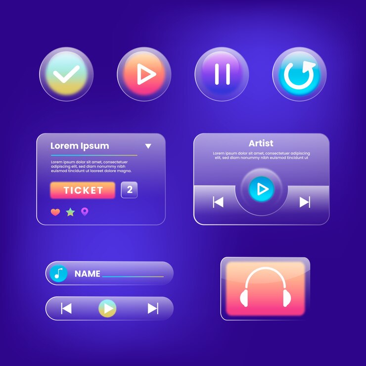 Vector efecto de glassmorphism gradiente ui elemento