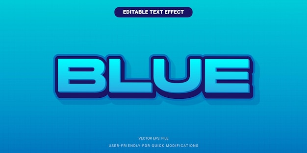 Efecto de gradiente azul vectorial de estilo de texto editable