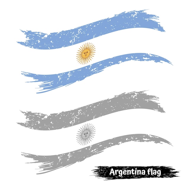 Efecto grunge de bandera argentina o efecto de trazo de pincel Color y blanco y negro