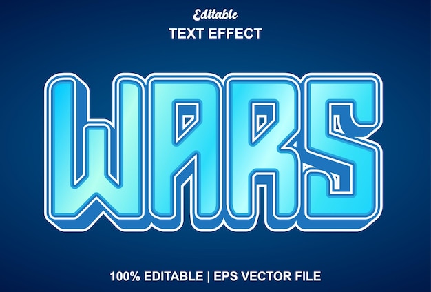 Efecto de guerras de texto con color azul editable.