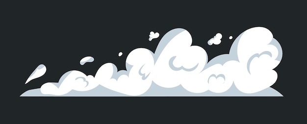Efecto de humo de bordes de nubes blancas y movimiento de ráfagas de viento Ilustración vectorial en diseño de dibujos animados cómicos