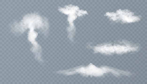 Efecto de humo Efecto de niebla vectorial realista y niebla mágica transparente Frontera de humo que se arrastra
