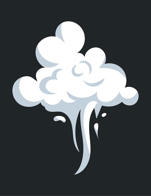 Efecto de humo con forma de nube curva y estela de vapor en movimiento Ilustración vectorial en diseño de historieta cómica