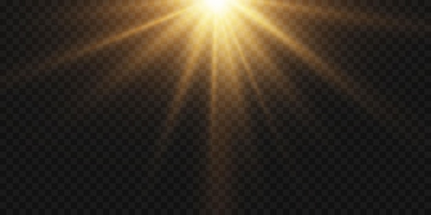 Efecto de inflamación de la lente de la luz solar Los rayos de luz resaltan las líneas