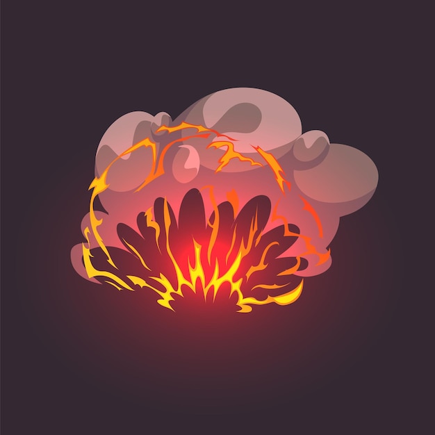 Efecto de juego de fuego de dibujos animados Llama caliente ilustración gráfica cómica para diseño ui Danger ataque inflamable detalle de movimiento Quema aislada y poder ardiente con rastro de luz de calor