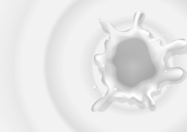 Vector efecto de leche splash, vista superior