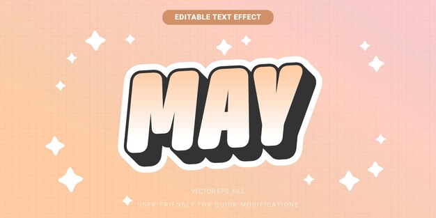 Efecto de letras pastel para el diseño vectorial totalmente editable de mayo