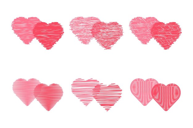 Efecto de línea de garabato de corazón rojo vector gratuito