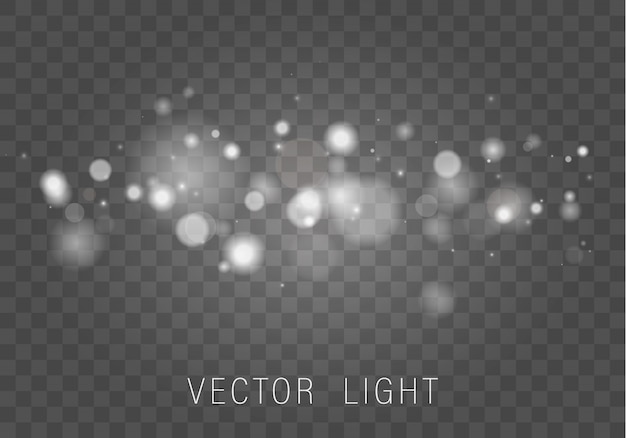 Efecto de luces bokeh brillante aislado sobre fondo transparente.