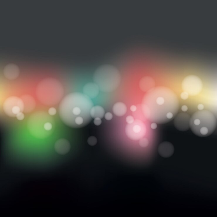 Vector efecto de luces bokeh realista sobre fondo borroso colorido