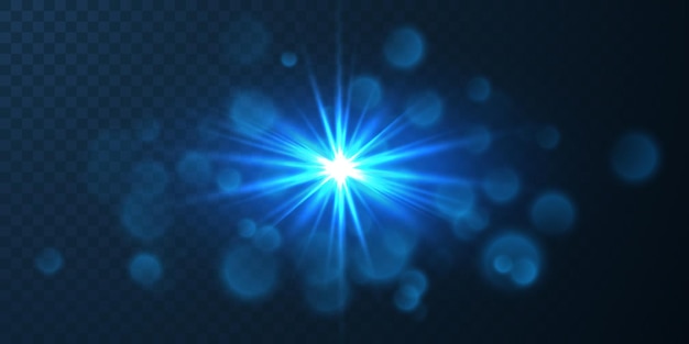 Efecto de las luces brillantes en el campo de horneado transparente Rayos de luz de llamaradas abstractas Ilustración vectorial