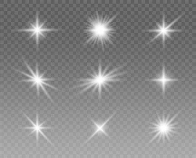 Efecto de luces brillantes, destellos, sol y estrellas.