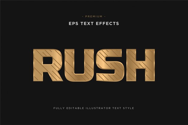 Efecto lujoso de texto dorado de Rush