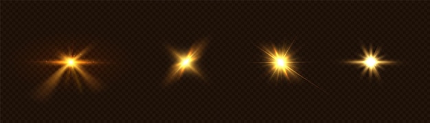 Efecto de luz amarilla brillante para retroiluminación Ilustración de vector de destello de estrella de brillo solar