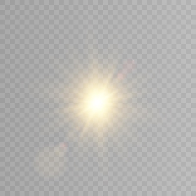 Efecto de luz amarilla brillante para retroiluminación ilustración de vector de destello de estrella de brillo solar