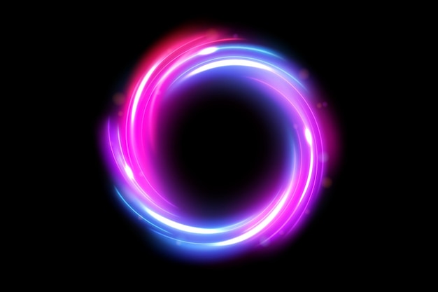 Efecto de luz de anillo abstracto aislado en la ilustración de Vector de fondo oscuro