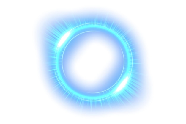 Efecto de luz de anillo azul aislado en ilustración vectorial de fondo blanco