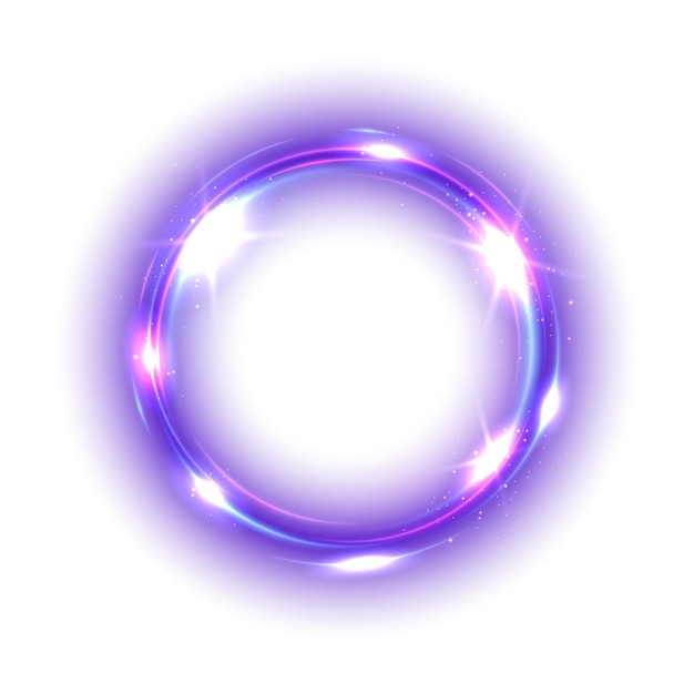 Efecto de luz de anillo púrpura aislado en ilustración vectorial de fondo blanco