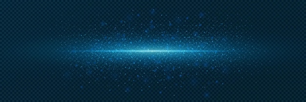 Efecto de luz azul destello de luz y resplandor mágico con partículas de polvo y explosión