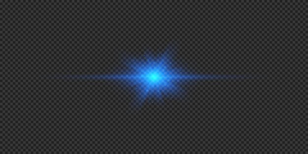 Efecto de luz azul horizontal de las llamaradas de las lentes