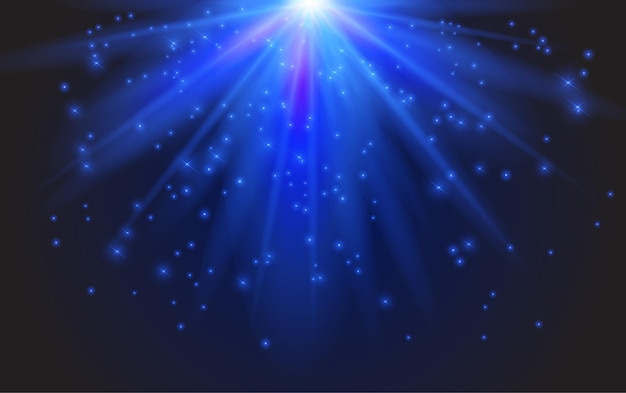 Efecto de luz azul con rayos de sol y luz brillante