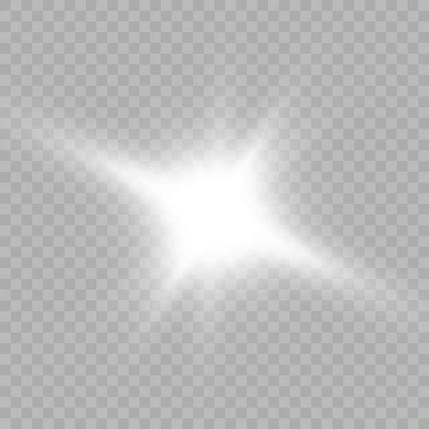 Efecto de luz blanca brillante con rayos y reflejos para ilustración vectorial