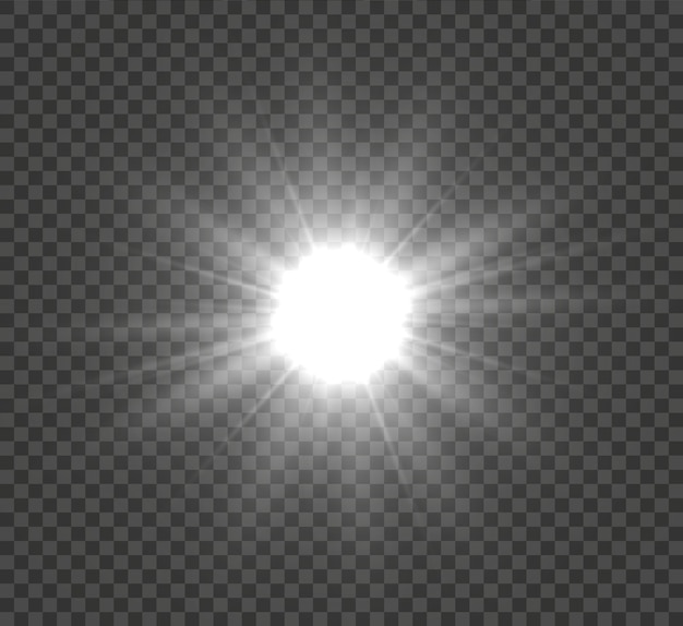 Efecto de luz blanca, estrella brillante, resplandor solar.