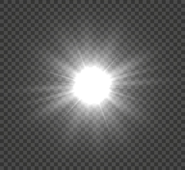 Efecto de luz blanca, estrella brillante, resplandor solar.