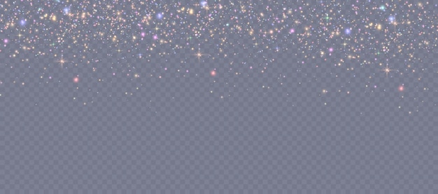 Efecto de luz bokeh brillante con muchas partículas brillantes de fondo transparente para efecto de superposición