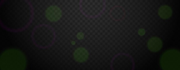 Efecto de luz bokeh púrpura abstracto con partículas brillantes en un fondo transparente Círculos borrosos en atmósfera oscura
