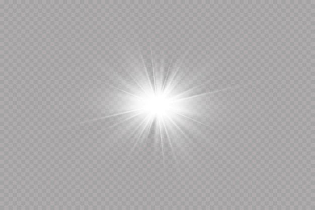 Efecto de luz Bright Star Light explota sobre un fondo transparente Sol brillante