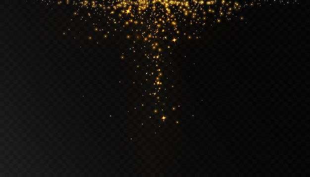 Efecto de luz brillante en color amarillo dorado con muchas partículas brillantes Nube de estrellas vectoriales