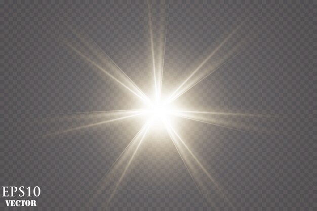 Efecto de luz brillante. Efecto de luz de destello de lente especial de luz solar.