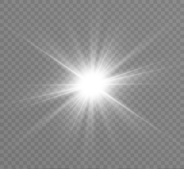 Efecto de luz brillante. Estrella estalló con destellos. ilustración