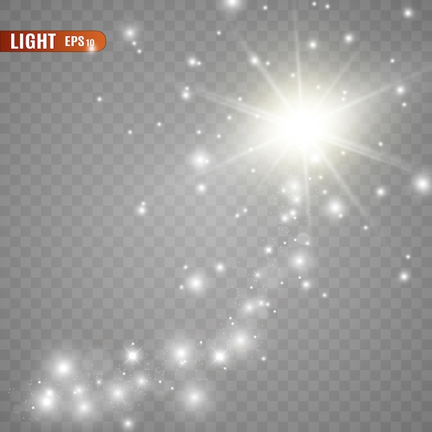 Efecto de luz brillante. La estrella estalló con destellos.