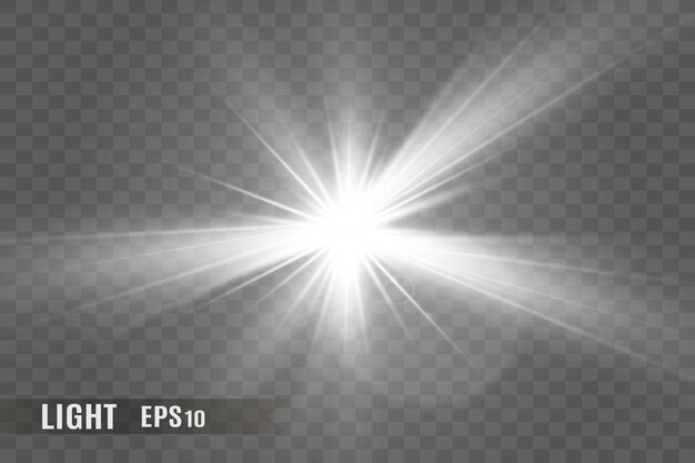 Efecto de luz brillante. Estrella estalló con destellos