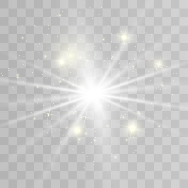 Efecto de luz brillante. Estrella estalló con destellos.
