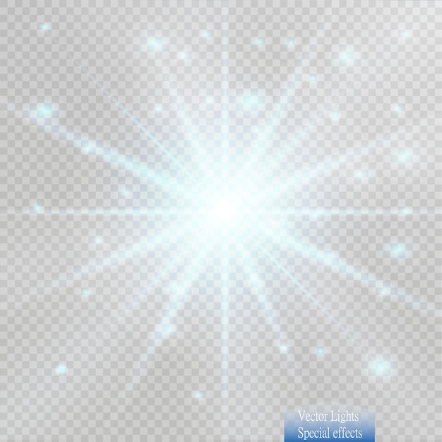 Efecto de luz brillante Explosión de estrellas con destellos Luces doradas brillantes