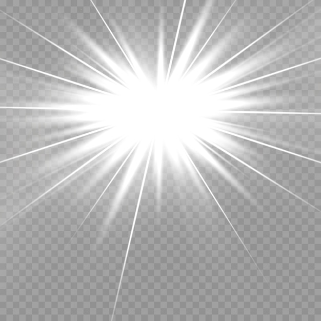 Efecto de luz brillante. Explosión de estrellas con destellos. Sol.